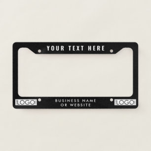 Business Logo Modern Black Professional Car License Plate Frame