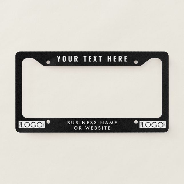 Business Logo Modern Black Professional Car License Plate Frame (Front)