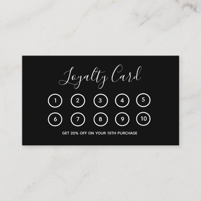 Business Logo Modern Black Professional Company  Loyalty Card (Front)
