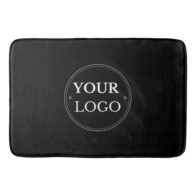 Business Logo Modern Black Promotional  Bath Mat (Front)