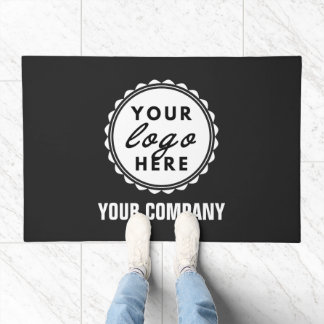 Business Logo Modern Black Promotionat Doormat