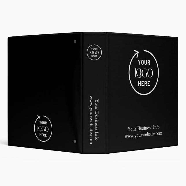 Business Logo | Modern Black Stylish Professional  3 Ring Binder (Background)