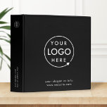 Business Logo | Modern Black Stylish Professional 3 Ring Binder<br><div class="desc">A simple custom black business template in a modern minimalist style which can be easily updated with your company logo and text. If you need any help personalizing this product,  please contact me using the message button below and I'll be happy to help.</div>