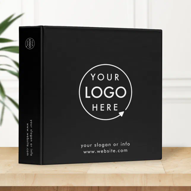 Business Logo | Modern Black Stylish Professional 3 Ring Binder | Zazzle