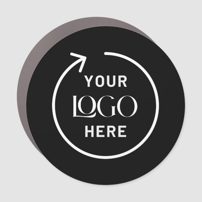 Business Logo | Modern Black Stylish Professional Car Magnet (Front)