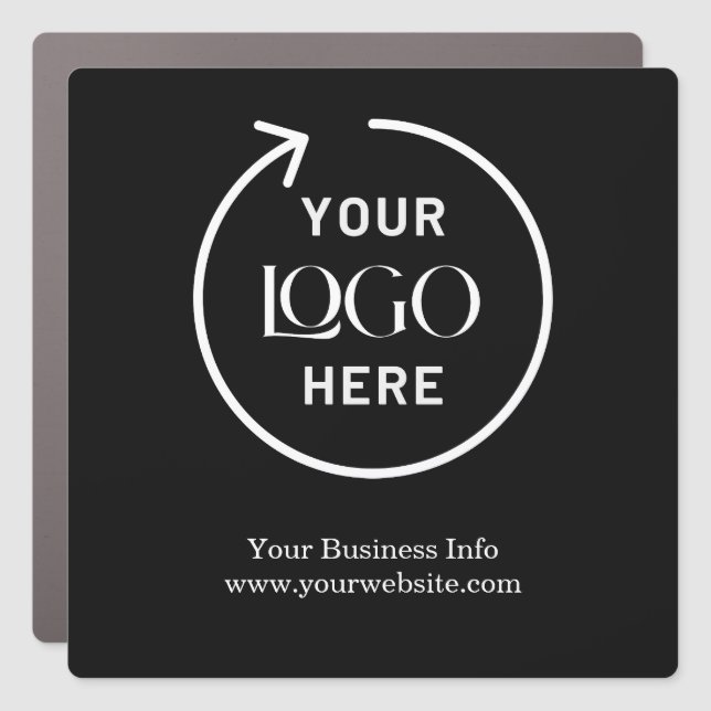 Business Logo | Modern Black Stylish Professional  Car Magnet (Front)