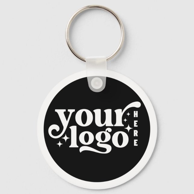 Business Logo Modern Black Stylish Professional  Keychain (Front)