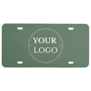Business Logo Modern Branded Sage Green License Plate