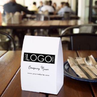 Business Logo Modern Branded Script Corporate Paper Table Tent