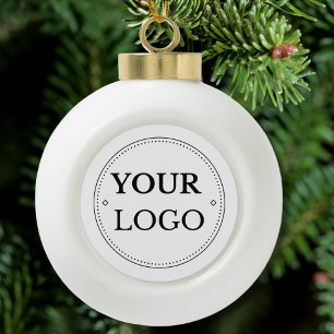 Business Logo Modern Ceramic Ball Christmas Ornament