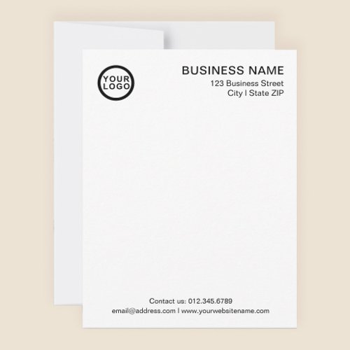 Business Logo Modern Classic White Note Card