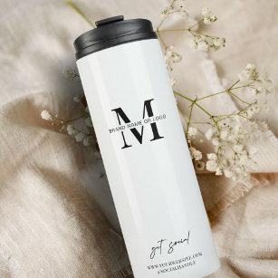 Business Logo Modern Company Branded Simple Thermal Tumbler