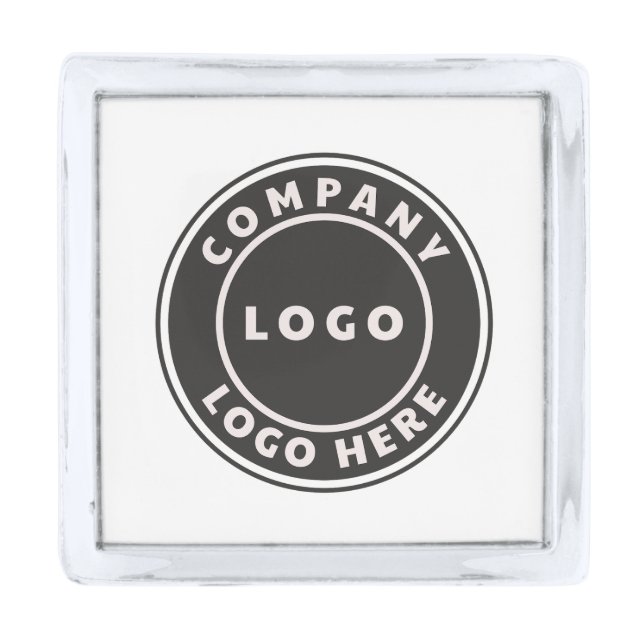 Business Logo Modern Company Employee Promotional Silver Finish Lapel Pin (Front)