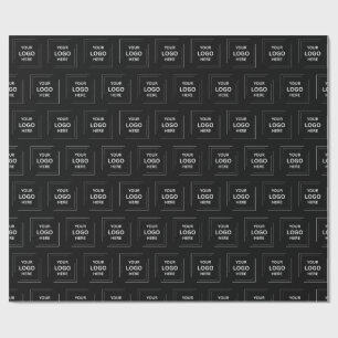 Business Logo   Modern Corporate Company Black Wrapping Paper