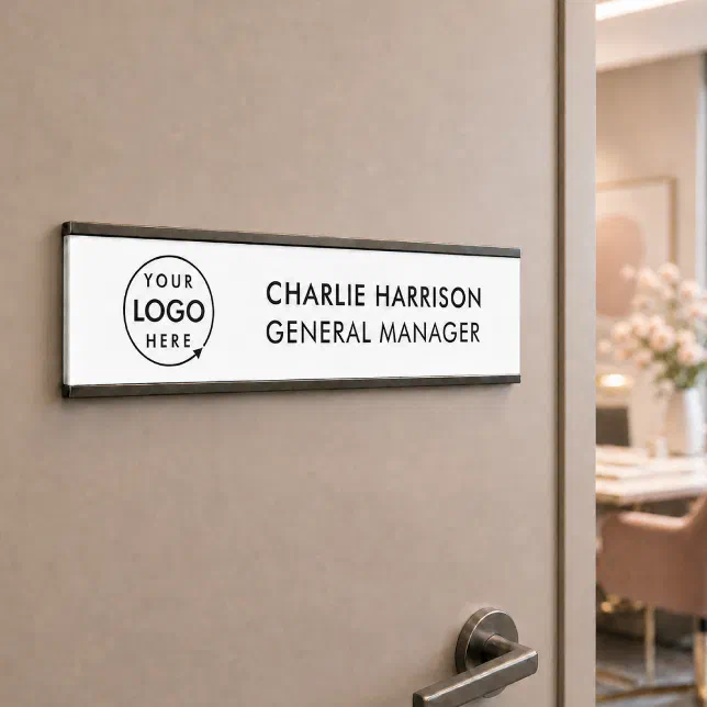Business Logo | Modern Custom Employee Staff Door Sign | Zazzle