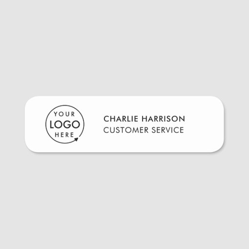 Business Logo | Modern Custom Employee Staff Name Tag | Zazzle