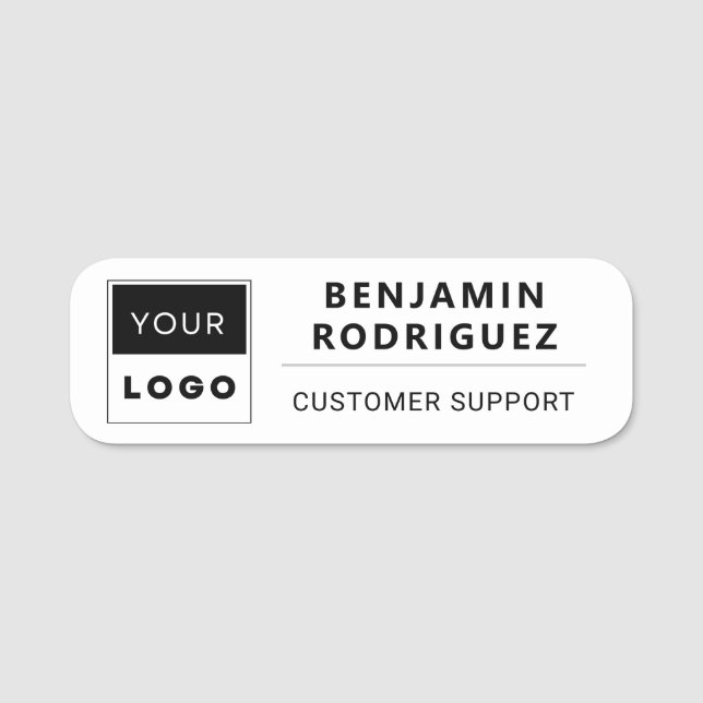 Business Logo Modern Custom Employee Staff Name Tag (Front)