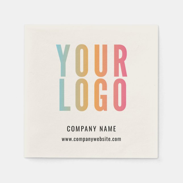 Business Logo Modern Ecru Promotional Napkins (Front)