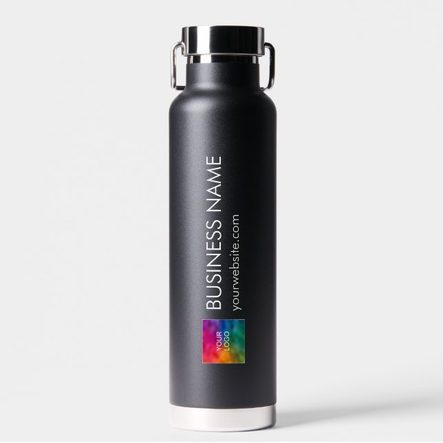 Business Logo Modern Elegant Minimalist Design Water Bottle (Front)