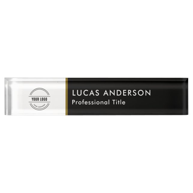 Business Logo | Modern Employee Manager Title Desk Desk Name Plate (Front)