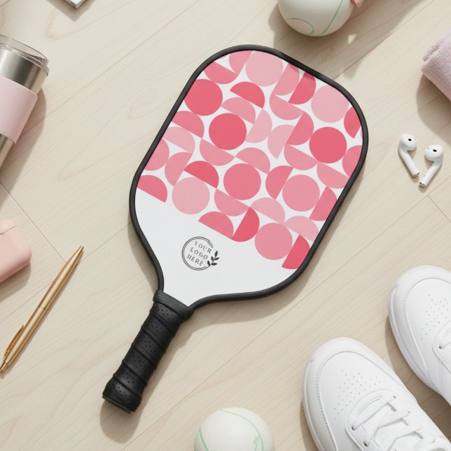 Business Logo Modern Geometric Pink Corporate Pick Pickleball Paddle (Creator Uploaded)