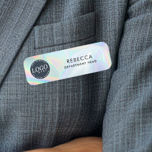 Business Logo Modern Holographic Employee Name Tag