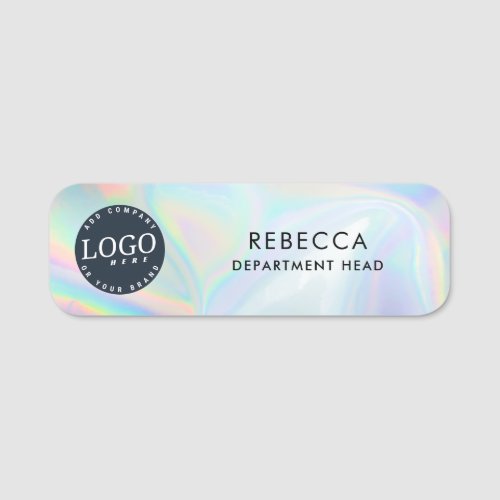 Business Logo Modern Holographic Employee Name Tag