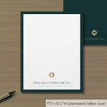 Business Logo Modern Luxury Letterhead<br><div class="desc">A luxurious custom business letterhead template in a modern style with a stylish emerald green border which can be easily updated with your company logo and letterhead footer including your company's name and tagline. The solid emerald green back features a smaller logo with space for your website address, telephone, email...</div>