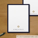 Business Logo Modern Luxury Navy Border Letterhead<br><div class="desc">A luxurious custom business letterhead template in a modern style with a stylish navy blue border which can be easily updated with your company logo and letterhead footer including your company's name and tagline. The back features your logo with space for your website address, telephone, email or any other information...</div>