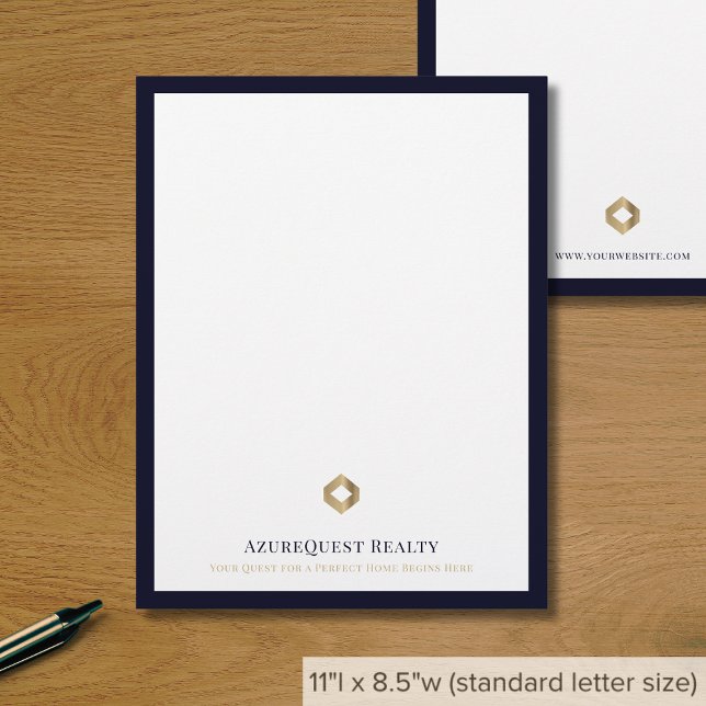 Business Logo Modern Luxury Navy Border Letterhead (Creator Uploaded)