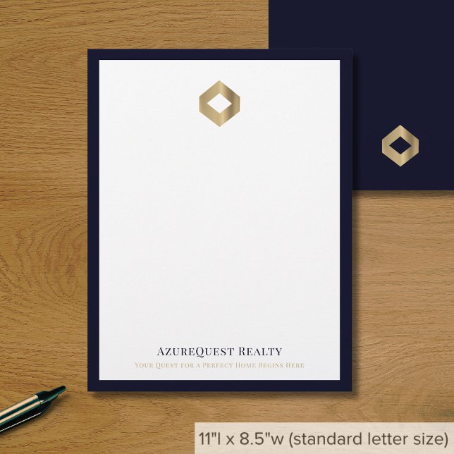 Business Logo Modern Luxury Navy Border Letterhead (Creator Uploaded)