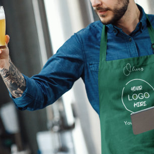 Business Logo Modern Minimal Company Branded Green Apron