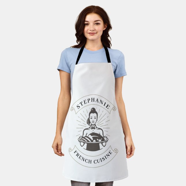 Business Logo Modern Minimal Custom Branded Apron (Worn)