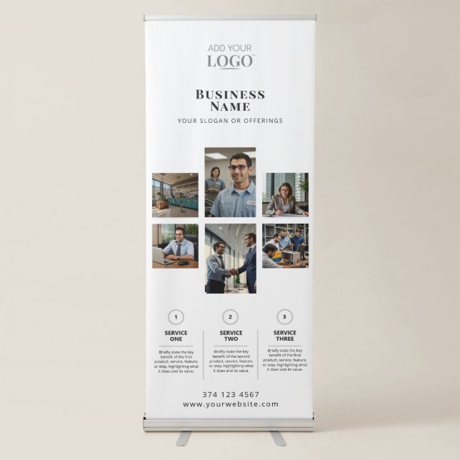 Business Logo Modern Minimal Elegant Professional Retractable Banner (Front)