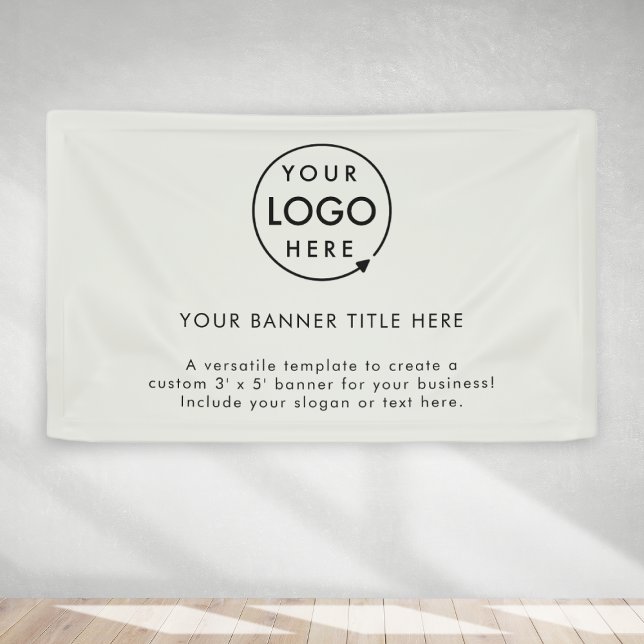 Business Logo | Modern Minimal Gray 5' Banner (Company branded professional vinyl banner signs for small business promotion & marketing.)