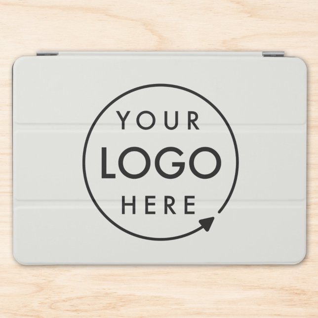Business Logo | Modern Minimal Gray Professional iPad Air Cover (Minimal company branded iPad cases for business employees, giveaways & promotional swag.)