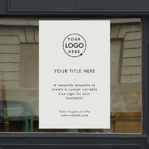 Business Logo Modern Minimal Gray Promotional Window Cling