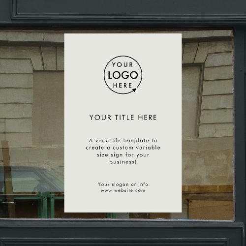 Business Logo  Modern Minimal Gray Promotional Window Cling