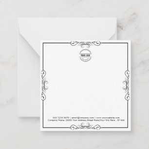 Business Logo Modern Minimalist Black Border Let Note Card