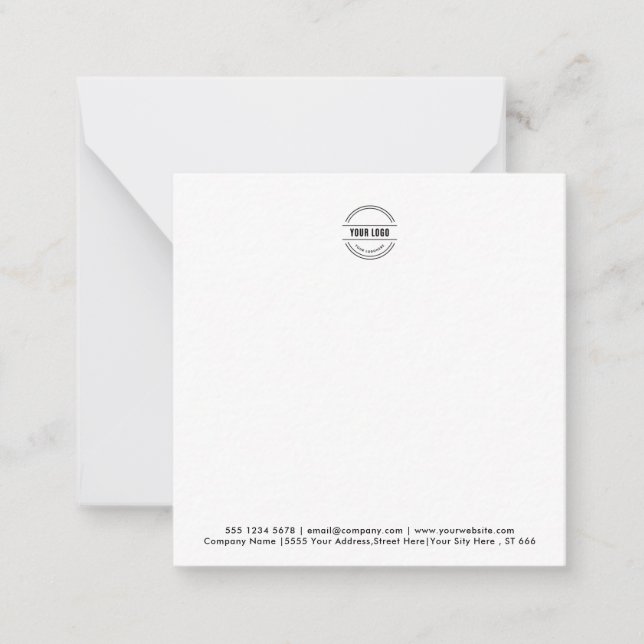 Business Logo | Modern Minimalist Black Border Let Note Card (Front)
