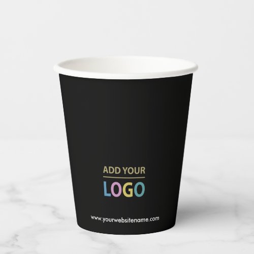 Business Logo Modern Minimalist Black Paper Cups