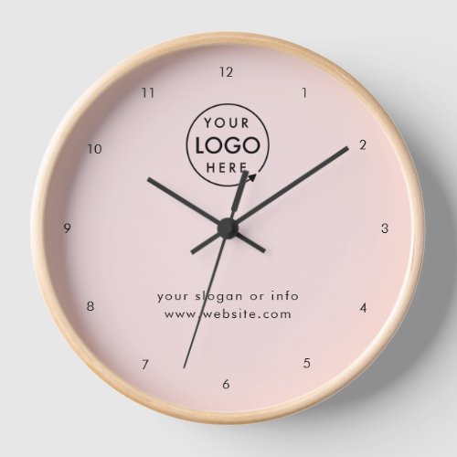 Business Logo  Modern Minimalist Blush Pink  Clock