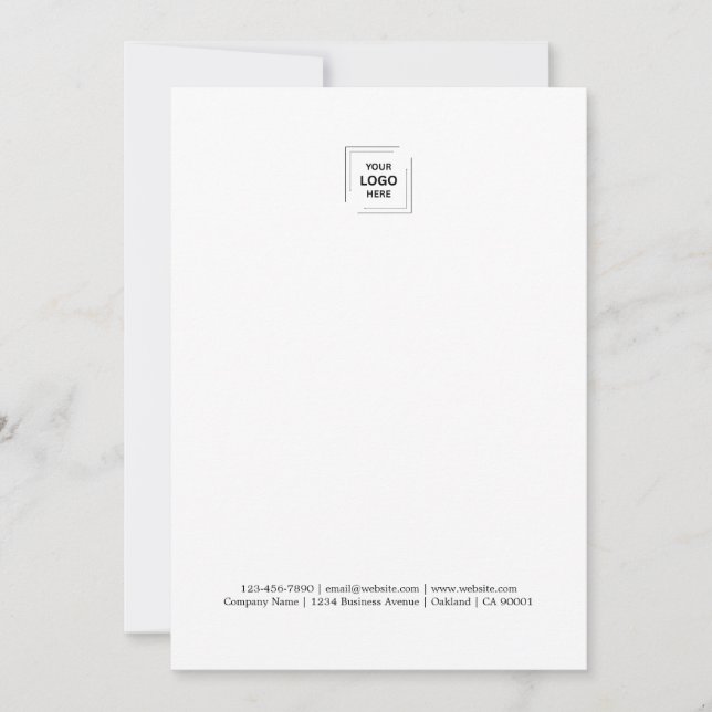 Business Logo | Modern Minimalist Clean Simple Note Card (Front)