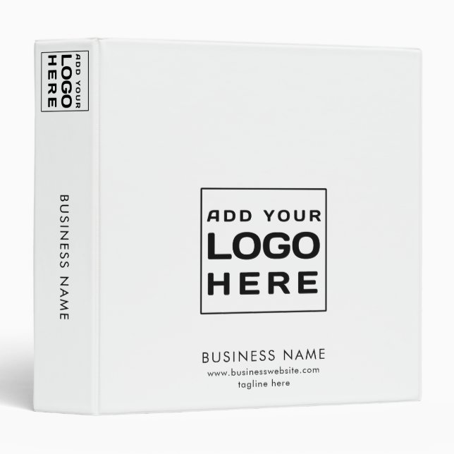 Business Logo Modern Minimalist Custom 3 Ring Binder (Front/Spine)
