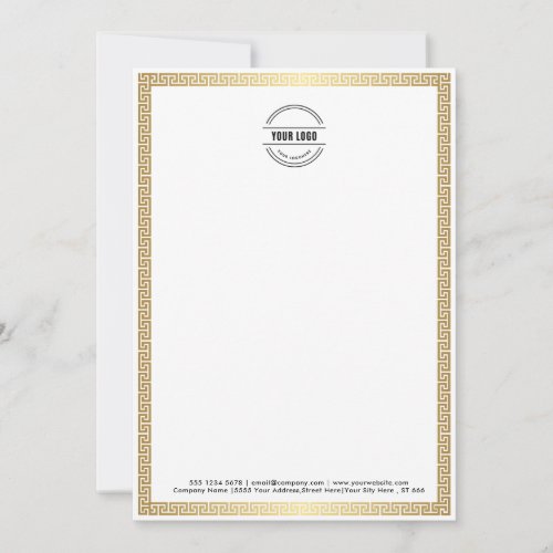 Business Logo  Modern Minimalist Gold Border Let Thank You Card