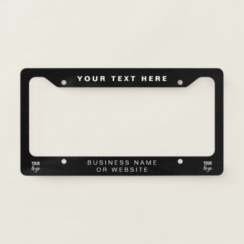Business Logo Modern Minimalist Professional Black License Plate Frame