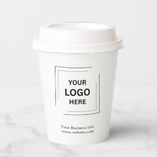 Business Logo   Modern Minimalist Simple White  Paper Cups