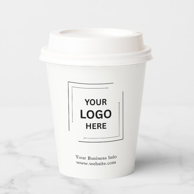 Business Logo | Modern Minimalist Simple White  Paper Cups (Front)