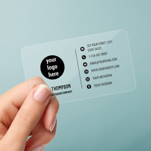 Business Logo Modern Minimalist Social Media Icons Clear Business Cards