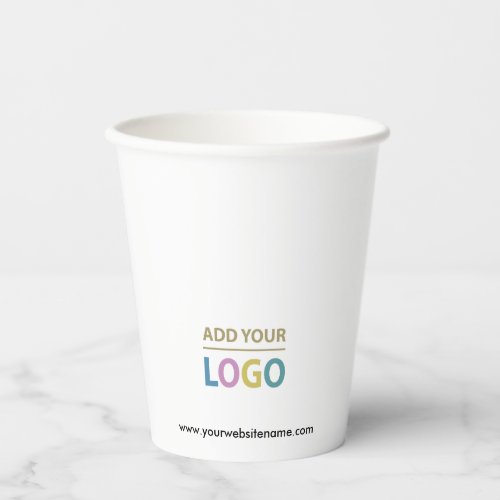 Business Logo Modern Minimalist White Paper Cups